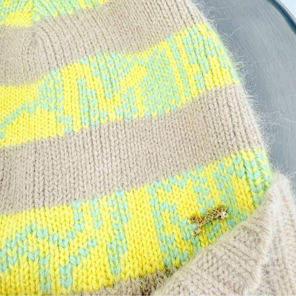 Juicy Couture Yellow and Tan Knit Hat